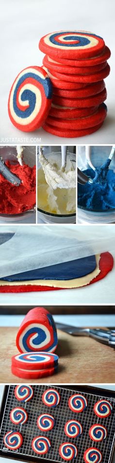 Red, White and Blue Pinwheel Icebox Cookies