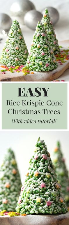 Rice Krispie Cone Christmas Trees