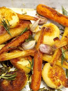 Roast potatoes, parsnips and carrots