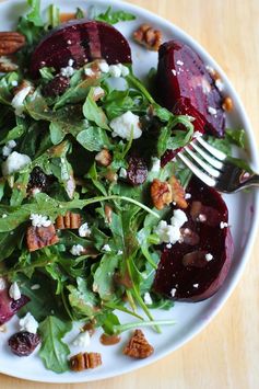 Roasted Beet and Arugula Salad with Maple Balsamic Vinaigrette