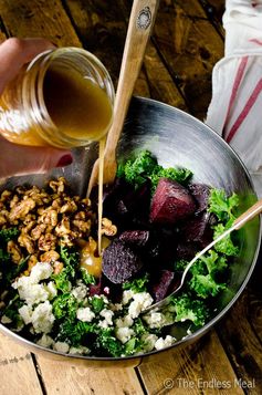 Roasted Beet and Kale Salad with Maple Candied Walnuts