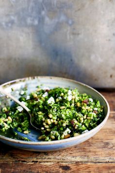 Roasted Broccoli Salad with Pine Nuts, Raisins, & Feta