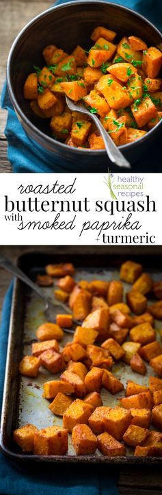 Roasted butternut squash with smoked paprika and turmeric