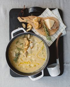 Roasted Cauliflower & White Bean Soup with Rosemary