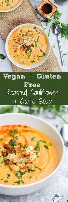 Roasted Cauliflower Soup with Garlic (GF, Vegan + Giveaway