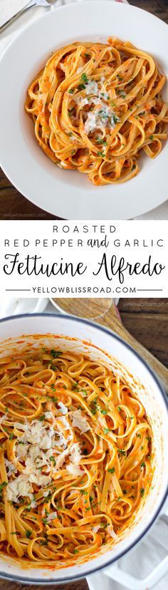 Roasted Garlic and Red Pepper Fettucine Alfredo