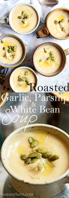 Roasted Garlic, Parsnip & White Bean Soup