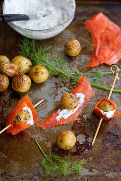 Roasted Potato & Smoked Salmon Appetizer Skewers