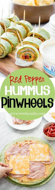 Roasted Red Pepper Hummus Pinwheels