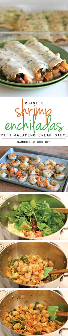 Roasted Shrimp Enchiladas with Jalapeño Cream Sauce