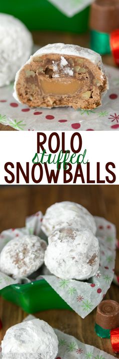 Rolo Stuffed Chocolate Snowballs