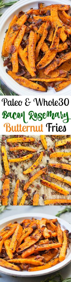 Rosemary Bacon Butternut Squash Fries (Paleo & Whole30