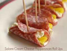 Salami-Cream Cheese-Pepperoncini Roll Ups