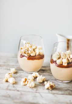 Salted Caramel Cheesecake Mousse (with Caramel Corn