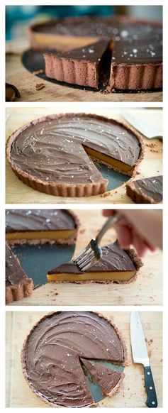 Salted Caramel Chocolate Ganache Tarts with Cookie Crust