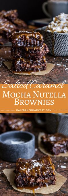 Salted Caramel Mocha + Nutella Brownies