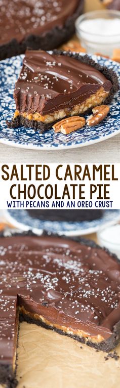 Salted Caramel Pecan Chocolate Pie