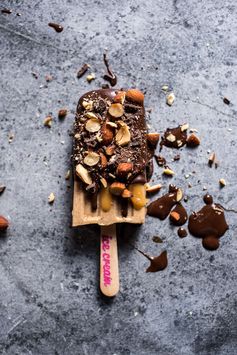 Salted Chocolate Dipped Banana Almond Pops with Malted Coconut Honey