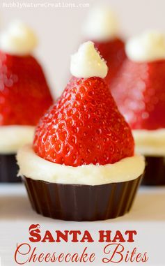 Santa Hat Cheesecake Bites! (No Bake