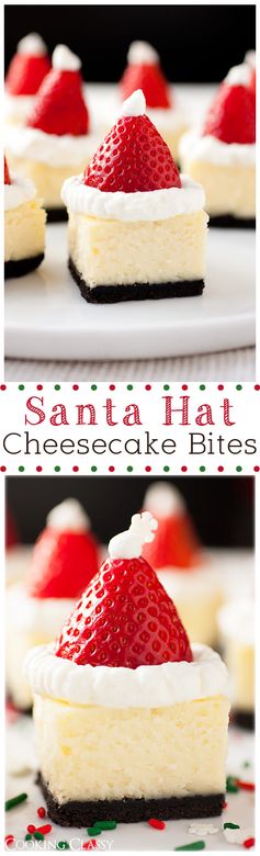 Santa Hat Cheesecake Bites