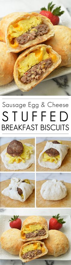 Sausage Egg and Cheese Stuffed Breakfast Biscuits
