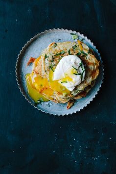 Savory Vegetable Pancakes with Poached Eggs