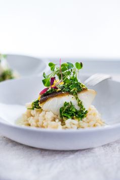 Seared Black Cod with Meyer Lemon Risotto and Gremolata