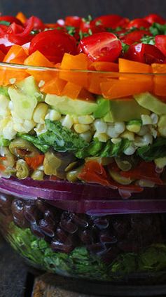 Seven Layer Salad with Creamy Salsa Vinaigrette