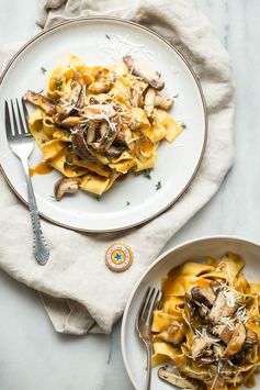 Shiitake Mushroom Pasta with a Newcastle Brown Ale Sauce