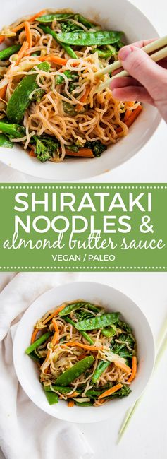 Shirataki Noodles with Almond Butter Sauce (Vegan + Paleo