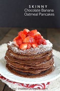 Skinny Chocolate Banana Oatmeal Pancakes