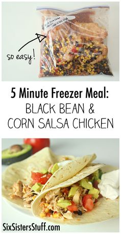 Slow Cooker Black Bean and Corn Salsa Chicken (Freezer Meal