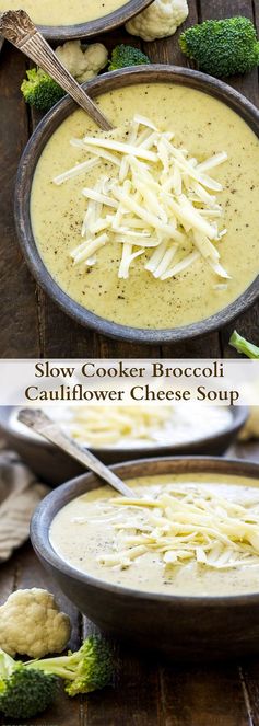 Slow Cooker Broccoli Cauliflower Cheese Soup