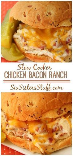 Slow Cooker Chicken Bacon Ranch Sandwiches