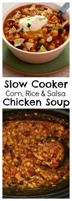 Slow Cooker Corn, Rice and Salsa Chicken Soup