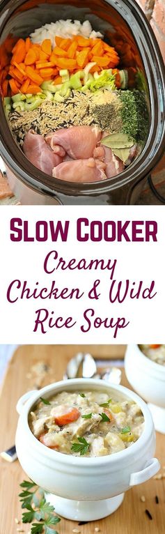 Slow Cooker Creamy Chicken and Wild Rice Soup