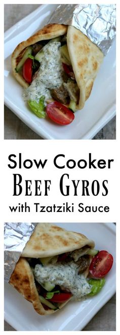 Slow Cooker (Crock Pot Beef Gyros with Tzatziki Sauce