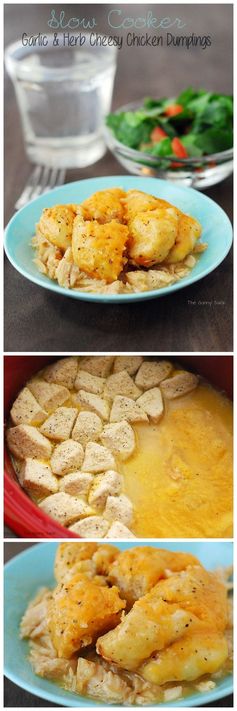 Slow Cooker Garlic & Herb Cheesy Chicken Dumplings