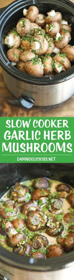 Slow Cooker Garlic Herb Mushrooms