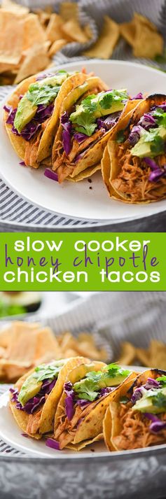 Slow Cooker Honey Chipotle Chicken Tacos