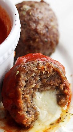 Slow Cooker Mozzarella Stuffed Meatballs