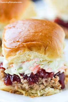 Slow Cooker Pulled Pork Cranberry Slaw Sliders