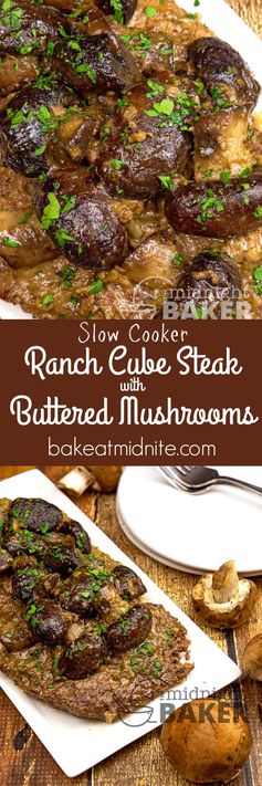 Slow Cooker Ranch Cube Steak & Buttered Mushrooms