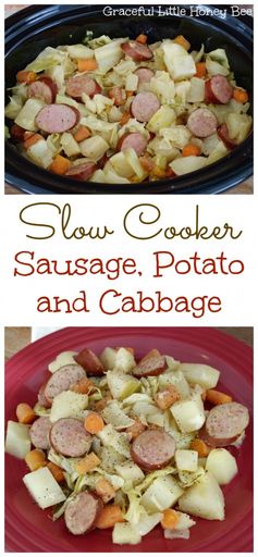 Slow Cooker Sausage, Potato and Cabbage