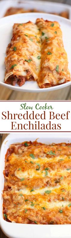 Slow Cooker Shredded Beef Enchiladas