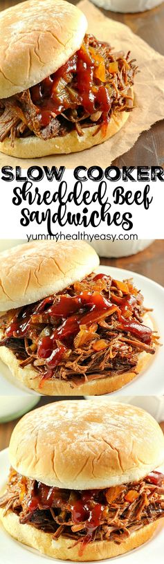 Slow Cooker Shredded Beef Sandwiches