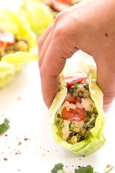 Smashed Chickpea, Avocado + Quinoa Lettuce Wraps