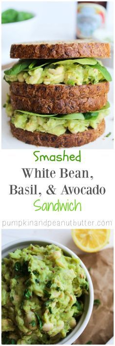 Smashed White Bean, Basil, & Avocado Sandwich