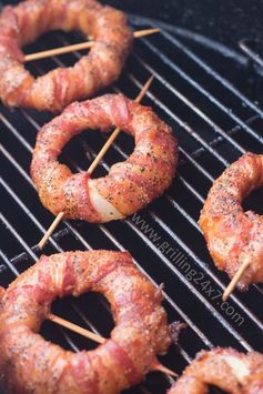 Smoked Bacon Wrapped Onion Rings; Spicy Sriracha Onion Rings