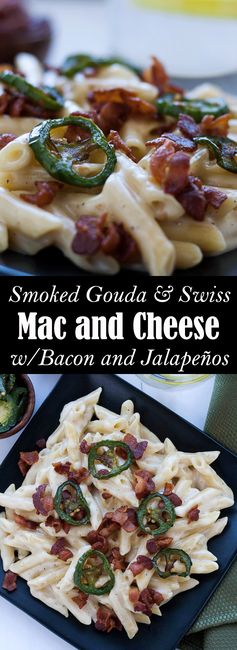 Smoked Gouda and Swiss Mac N Cheese with Bacon and Jalapeños